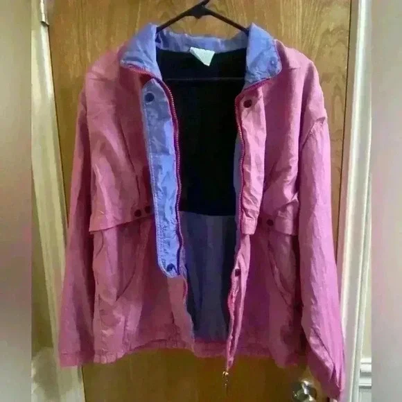 Vintage 90s Natural Sport Colorbock Windbreaker Pink and Purple Size L - Picture 12 of 16